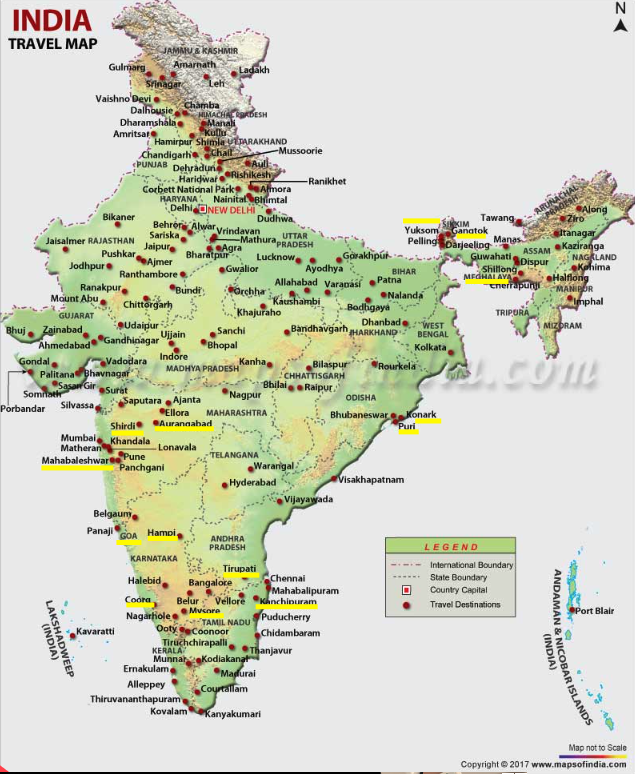 list of tourist places I have visited in India